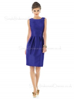 Sheath Zipper Ruffles/Bow Bateau Sleeveless Bridesmaid Dress