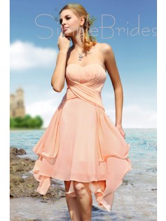 A-line Ruffles/Tiered Zipper Sleeveless Empire Bridesmaid Dress