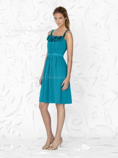 Knee-length A-line Zipper Chiffon Straps Bridesmaid Dress