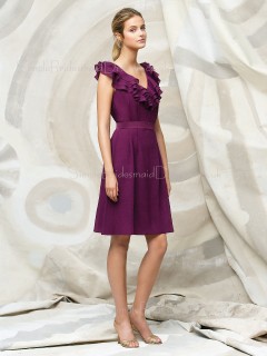 Chiffon Zipper A-line Knee-length V-neck Bridesmaid Dress