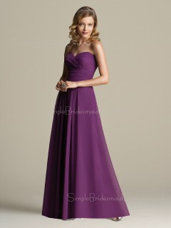 Chiffon Grape Sleeveless Floor-length Sweetheart Bridesmaid Dress