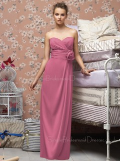 Draped/Flowers/Ruffles Pink Floor-length Empire Sleeveless Bridesmaid Dress