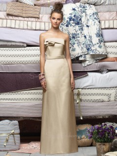 Ruffles Zipper Floor-length Champagne Sleeveless Bridesmaid Dress