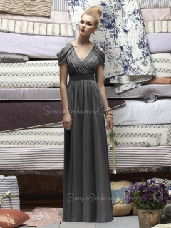 Silver A-line Chiffon Natural Sleeveless Bridesmaid Dress