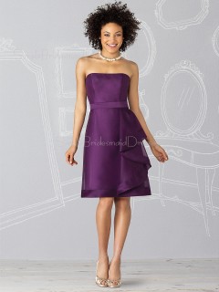 Grape Satin Knee-length Natural Zipper Bridesmaid Dress