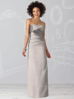 Floor-length Ruffles Sleeveless Silver Natural Bridesmaid Dress