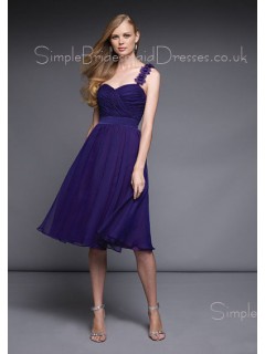 Zipper Chiffon A-line Royal-Blue One-Shoulder Bridesmaid Dress