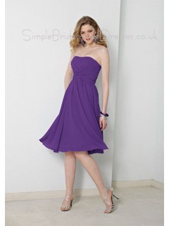 Knee-length Lilac Sleeveless Backless Draped/Ruffles Bridesmaid Dress