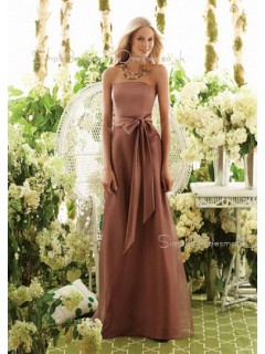 Sash A-line Chiffon Zipper Brown Bridesmaid Dress