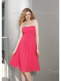 Red Sleeveless Draped/Ruffles Backless Empire Bridesmaid Dress