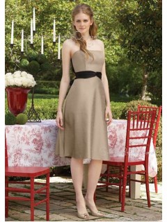 Champagne Empire Draped Satin Zipper Bridesmaid Dress