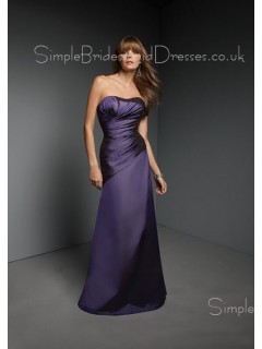 Floor-length Dark-Navy Strapless Ruffles Natural Bridesmaid Dress