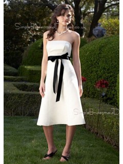 White Strapless A-line Zipper Sleeveless Bridesmaid Dress