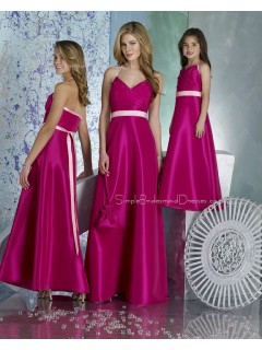 Fuchsia Zipper Satin Empire Sleeveless Bridesmaid Dress