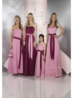 Pink Sweetheart Natural Floor-length Sleeveless Bridesmaid Dress