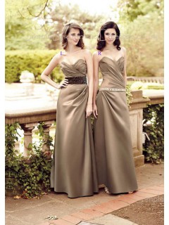 Brown Natural Sweetheart Satin A-line Bridesmaid Dress