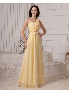 Ruffles/Flowers/Draped Floor-length Zipper Sleeveless Chiffon Natural One-Shoulder Daffodil A-line Bridesmaid Dress