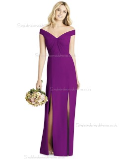 Fashion Regency Purple Chiffon off the shoulder Floor Length Bridesmaid Dress