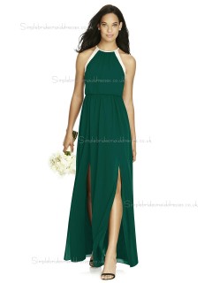 Cheap Amazing Natural Hunter Dark Green Long Chiffon A-line Bridesmaid Dresses