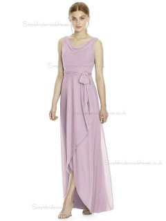 Budget Long Suede Rose Naturl Waist Chiffon Beteau Sleeveless Bridesmaid Dress