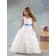 White Flower Sleeveless Organza Made Floor-length A-line Tiered / Hand V-neck Flower Girl Dress