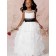 Floor-length Sleeveless Tiered / Sash White Organza Column / Sheath Scoop Flower Girl Dress