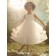 Ivory A-line Tea-length Organza Tiered / Applique / Beading Sleeveless Bateau Flower Girl Dress