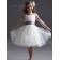 Bateau White Knee-length Organza Flower / Sash Made Sleeveless A-line Tiered / Hand Flower Girl Dress