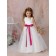 Asymmetric Made Sleeveless A-line Organza White Bowknot / Hand Flower Floor-length Flower Girl Dress