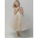 Bateau A-line Tea-length Sleeveless Sequin Champagne Organza Flower Girl Dress