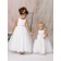 Organza Sleeveless White Floor-length Scoop A-line Beading / Sash Flower Girl Dress