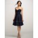 Natural Sweetheart Strapless A-line Black Sash/Applique Zipper Knee-length Lace Bridesmaid Dress