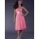 Zipper Bateau Chiffon Knee-length Watermelon Sash/Ruffles Empire A-line Spaghetti Straps Bridesmaid Dress