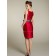 Sleeveless Red Bow Bateau Short-length Satin A-line Zipper Natural Bridesmaid Dress