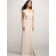 Zipper One Shoulder Empire Chiffon Ruffles/Split Sleeveless Champagne Column Sheath Sweep Bridesmaid Dress