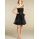 Shoulder Natural Organza Short-length Sleeveless A-line One Shoulder Zipper Lace Black Bridesmaid Dress