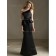 Black Floor-length Sash/Tiered One Shoulder Column Sheath Zipper Sleeveless Satin Natural Bridesmaid Dress