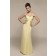 Floor-length Zipper Sweetheart Column Sheath Yellow Flowers/Ruffles Empire Chiffon Sleeveless Bridesmaid Dress