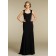 Chiffon Black Column Sheath Sleeveless Natural Backless Floor-length Bateau Lace Bridesmaid Dress