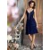 Royal Blue Chiffon Sleeveless Knee-length V-neck Ruffles Dropped A-line Backless Bridesmaid Dress