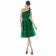 Knee-length One Shoulder Draped Backless A-line Natural Satin Sleeveless Dark Green Bridesmaid Dress