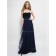 Zipper Empire Sleeveless Bateau Dark Navy Chiffon Flowers Sweep A-line Bridesmaid Dress