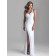 Column Sheath Sleeveless Dropped Sweep Chiffon One Shoulder White Beading/Ruffles Backless Bridesmaid Dress