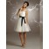 V-neck Sleeveless Chiffon Belt Short-length Natural A-line White Zipper Bridesmaid Dress