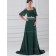 Chiffon Sweep Dark Green Zipper Bateau A-line Beading Cap Sleeve Dropped Bridesmaid Dress