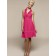 Zipper Halter Sleeveless Ruffles Short-length Fuchsia Empire Chiffon A-line Bridesmaid Dress