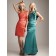 Ruffles Sleeveless Zipper Column Sheath Satin One Shoulder Dropped Bridesmaid Dress