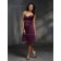 Grape Satin Dropped Zipper Knee-length Sweetheart Draped A-line Sleeveless Bridesmaid Dress