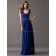 Empire Chiffon Royal Blue Column Sheath Draped Sleeveless Floor-length V-neck Zipper Bridesmaid Dress