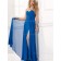 Dropped Split/Ruffles Chiffon Column Sheath Royal Blue Floor-length Sweetheart Sleeveless Zipper Bridesmaid Dress